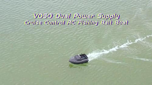 Flytec V050 500M RC Fishing Bait Boat Dual Power Supply Fixed Speed Cruise 4 LED Lights Fish Feeder
