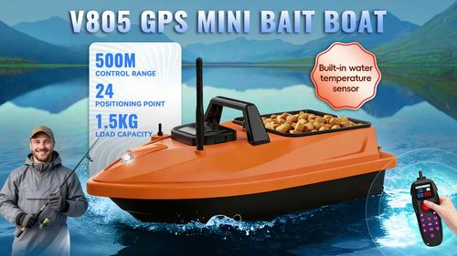 Flytec V805 GPS Mini Bait Boat 500M Auto Return Temperature Detection 1.5KG Load RC Fishing Boat